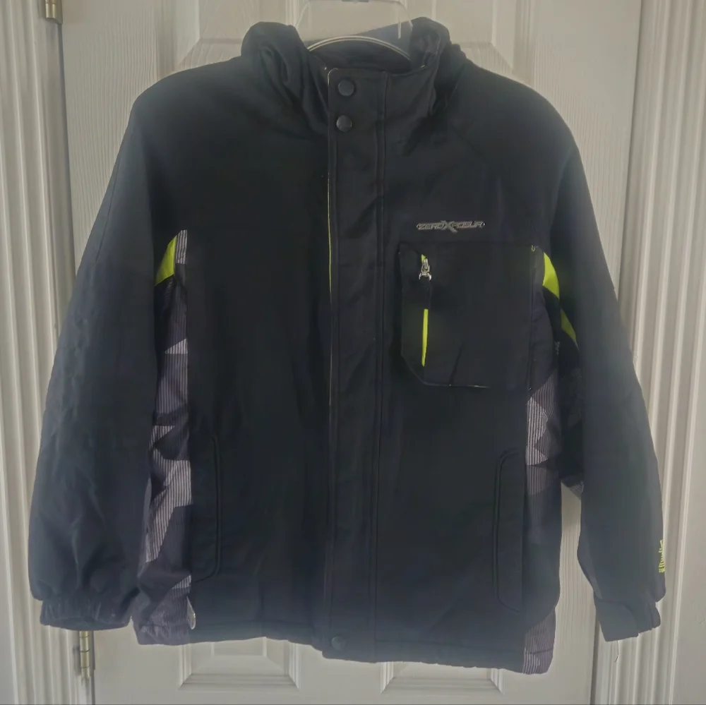 Kids Black and Neon Yellow Winter Jacket - Snowboard, Ski, Puffer, Cold Weather